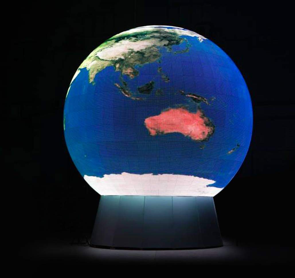 Earthsphere LED globe on a pedestal