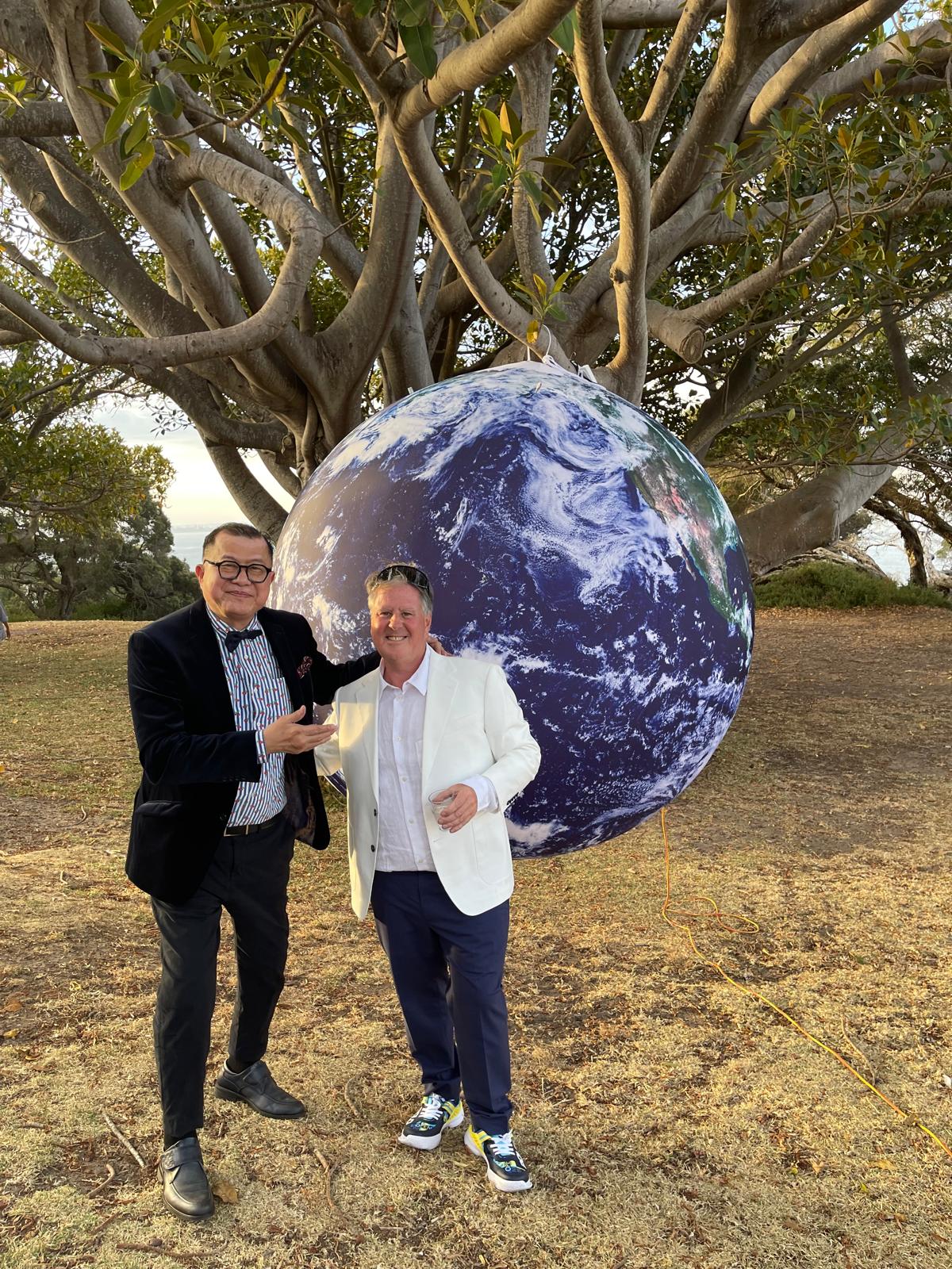 Matthew Joscelyne at an outdoor globe exhibition event