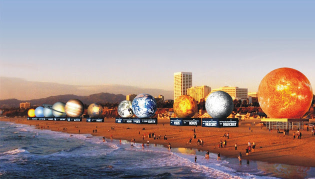 The Planets beach solar system installation