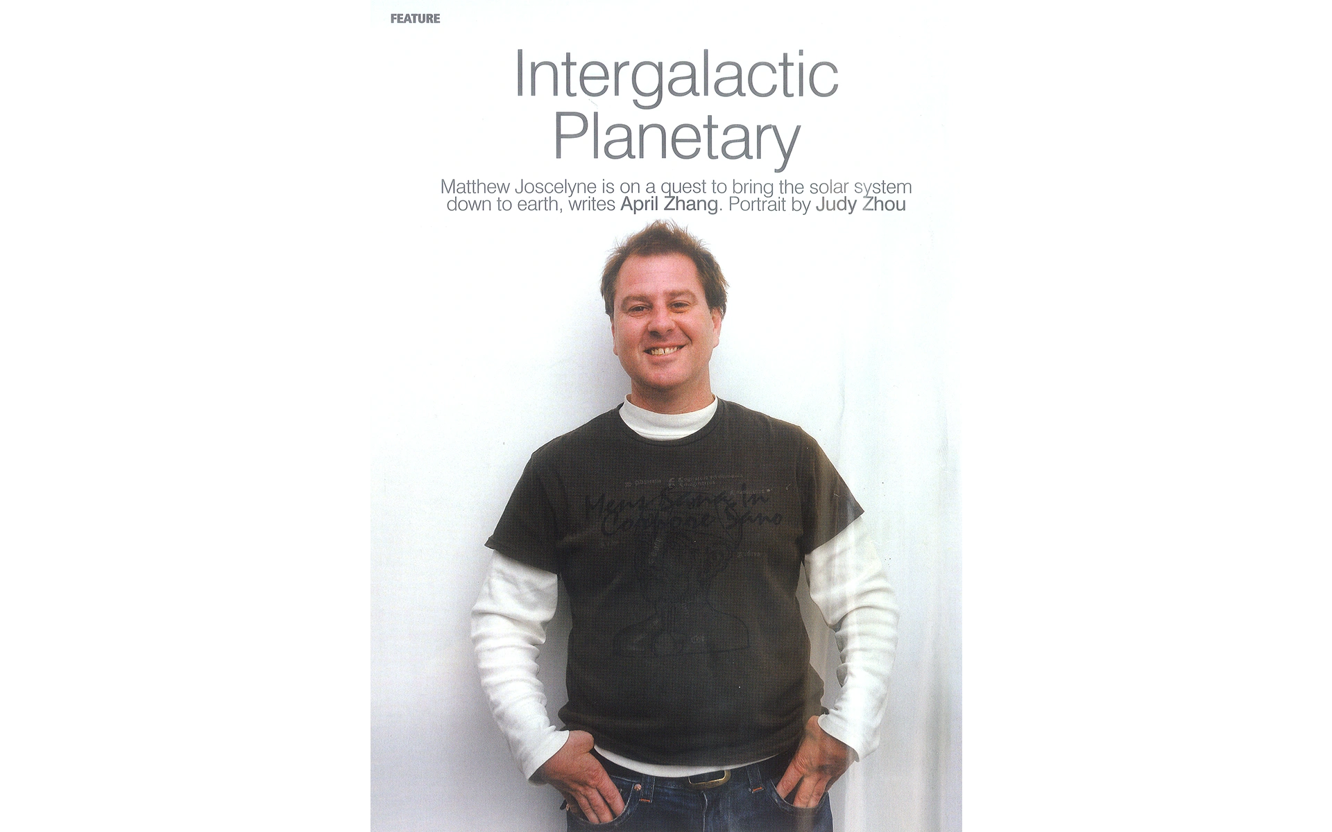 Magazine feature Intergalactic Planetary portrait of Matthew Joscelyne